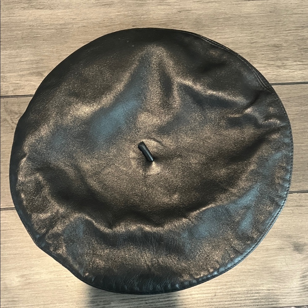 Elegant Black Leather Beret